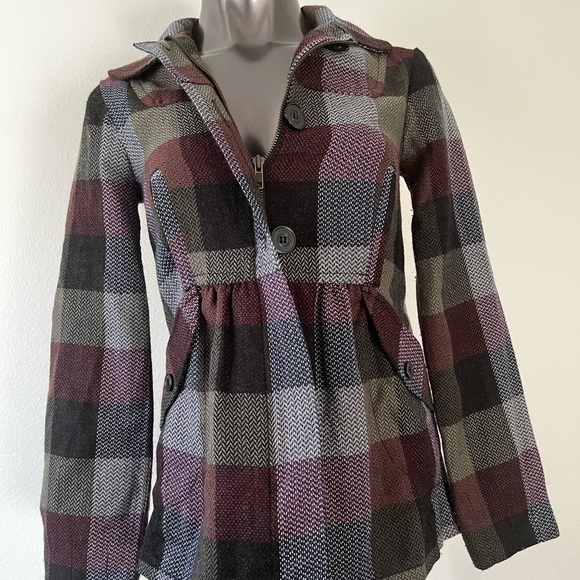 Volcom Women’s Junior Plaid to the Bone Peacoat Style Jacket Size XS. # Cold - Picture 1 of 12
